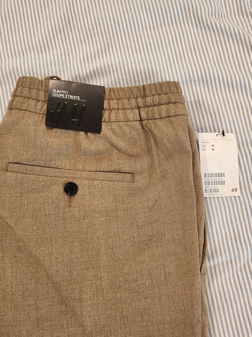 H&M Men's Tailored Rolled Leg Jogger Pants in Light Brown NWT Size M